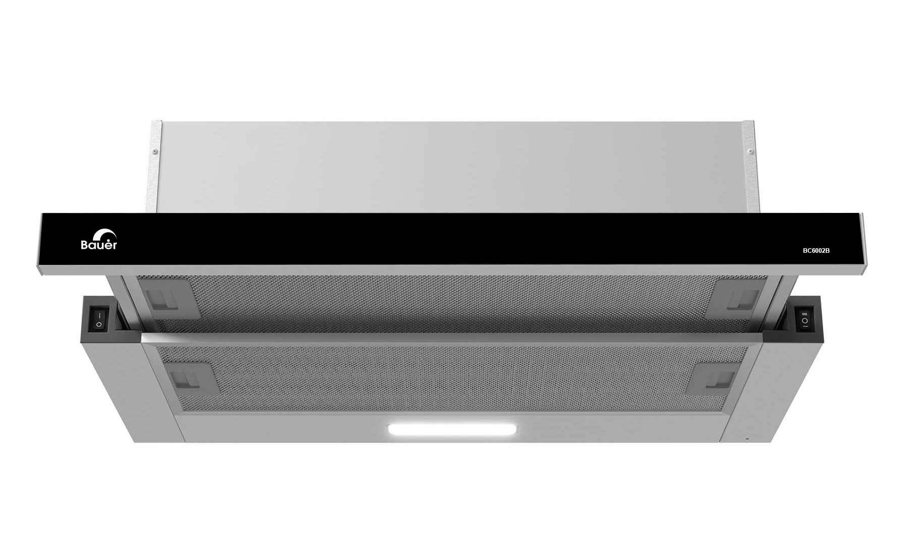 Máy hút mùi âm tủ phím bấm kính đen 60cm Bauer BC6002B