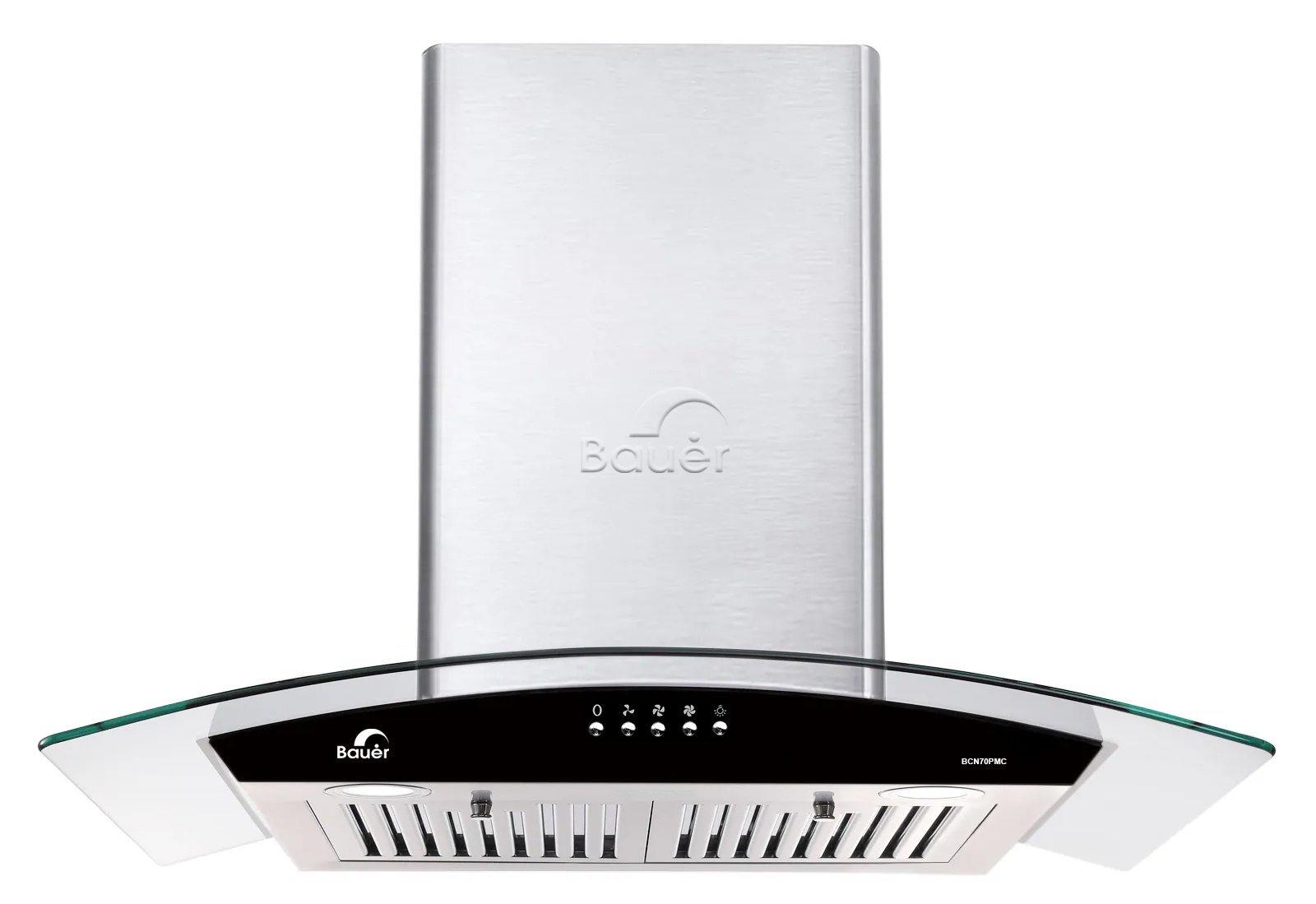 Máy hút mùi áp tường kính cong Inox 70cm Bauer BCN70PMC