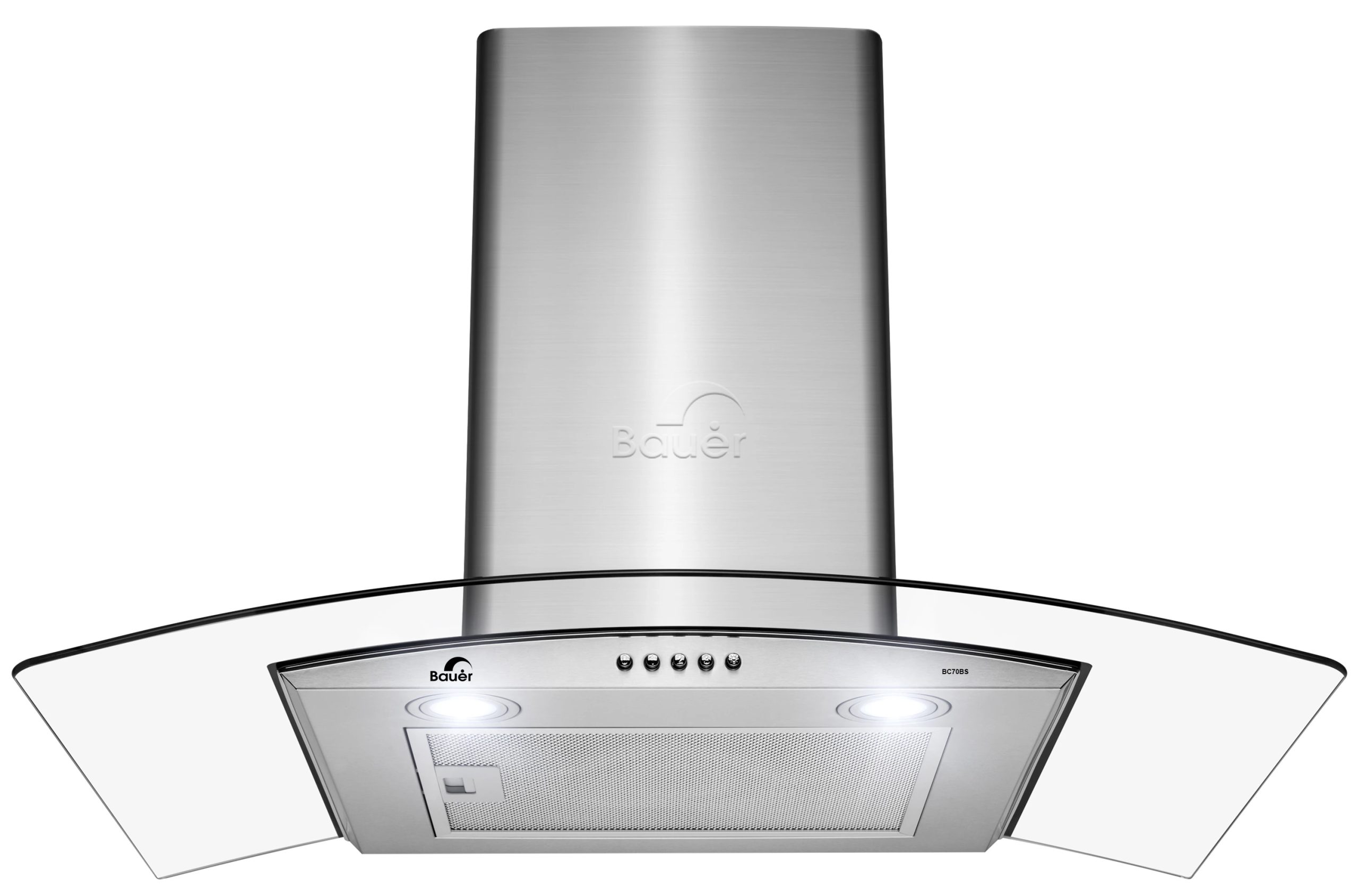 Máy hút mùi áp tường kính cong Inox 70cm Bauer BC70BS