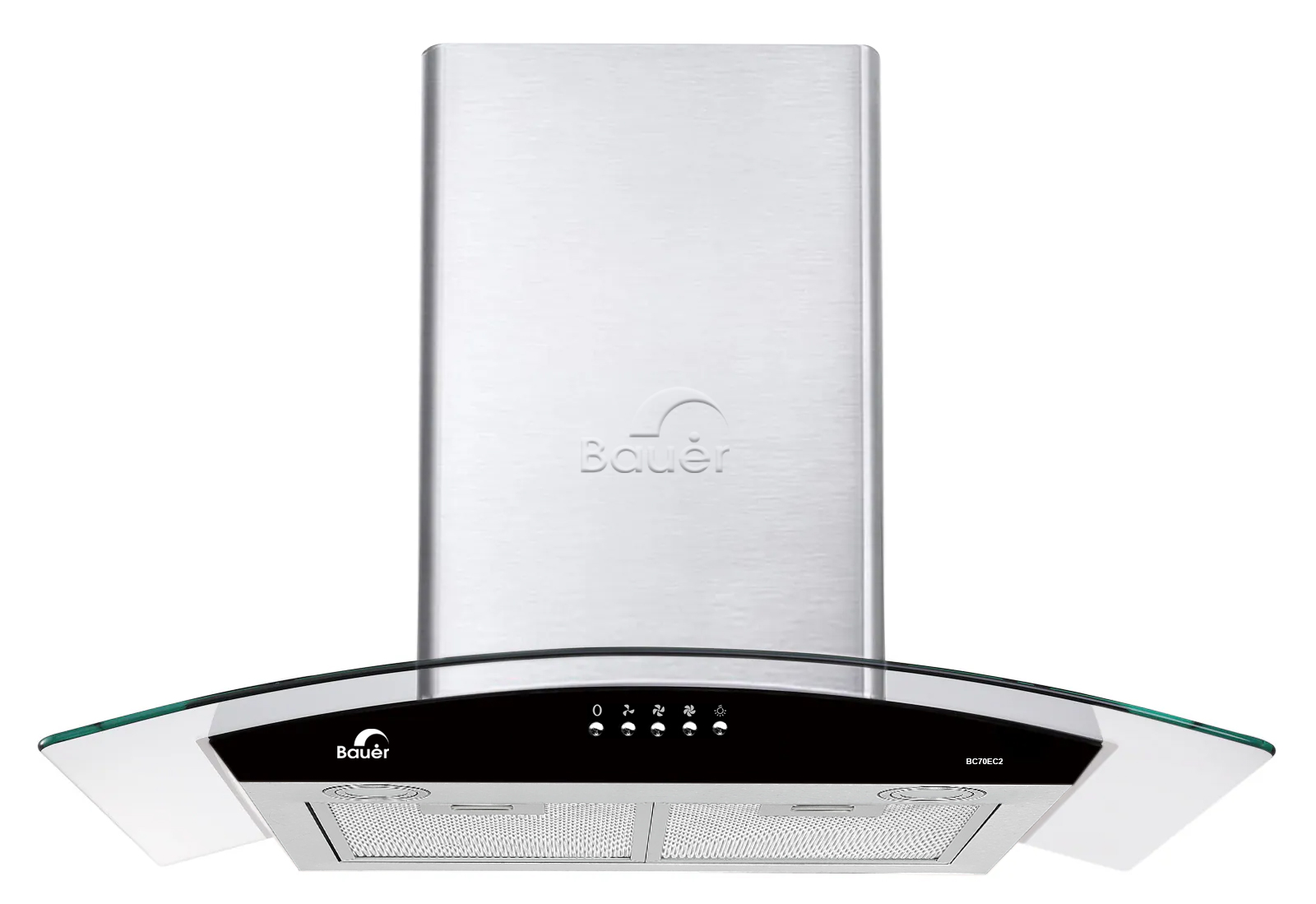 Máy hút mùi áp tường kính cong Inox 70cm Bauer BC70EC2